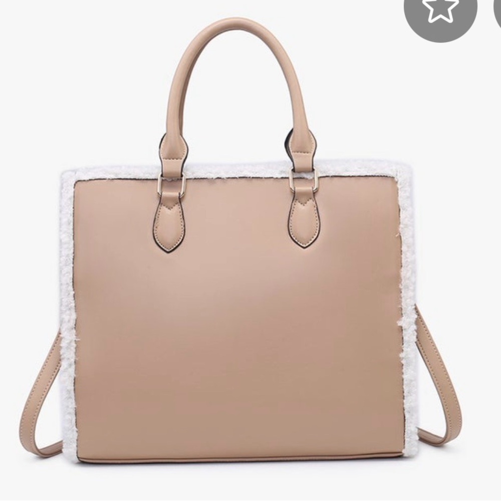 JEN & CO Elegant Sherpa Trim Tote